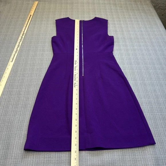 Diane von Furstenberg Purple Sleeveless Fit‎ & Flare Dress 2 Minimalist Cocktail - Picture 8 of 9